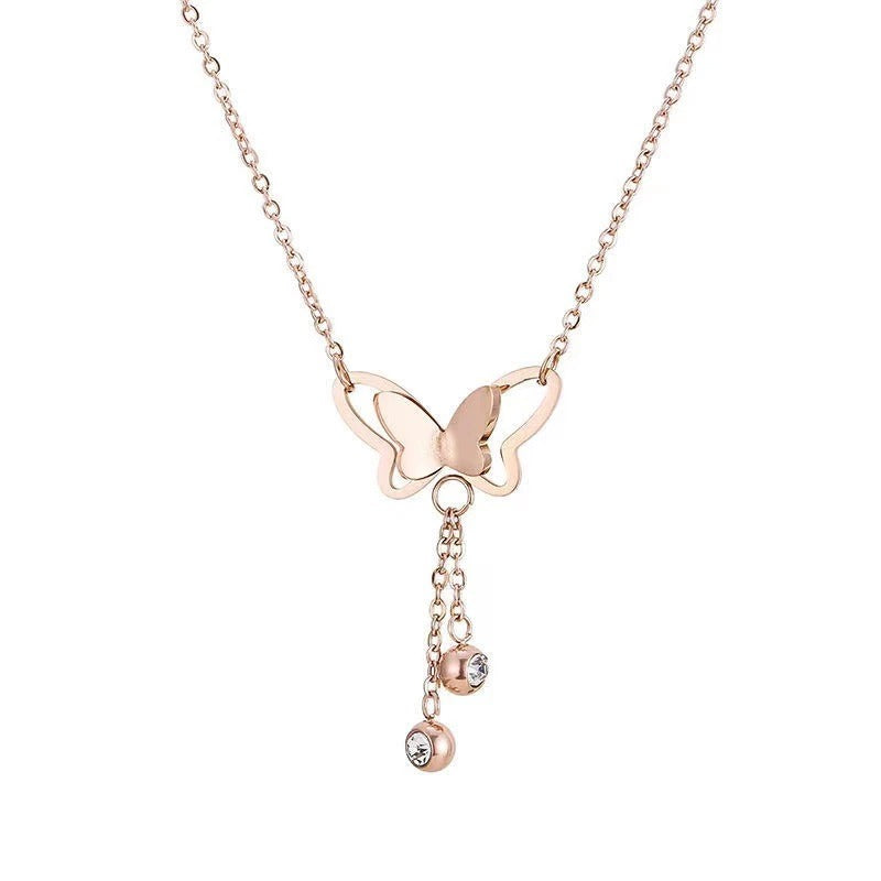 Alina Rose Gold Butterfly Necklace