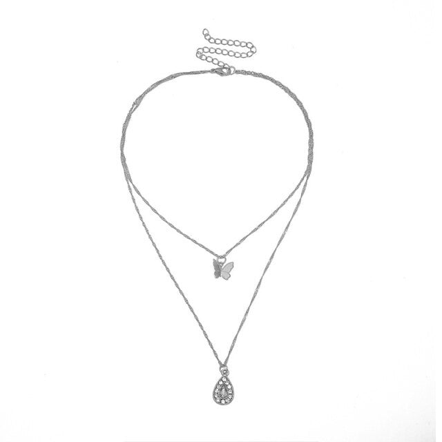 Fantasy Diamond Silver Butterfly Necklace