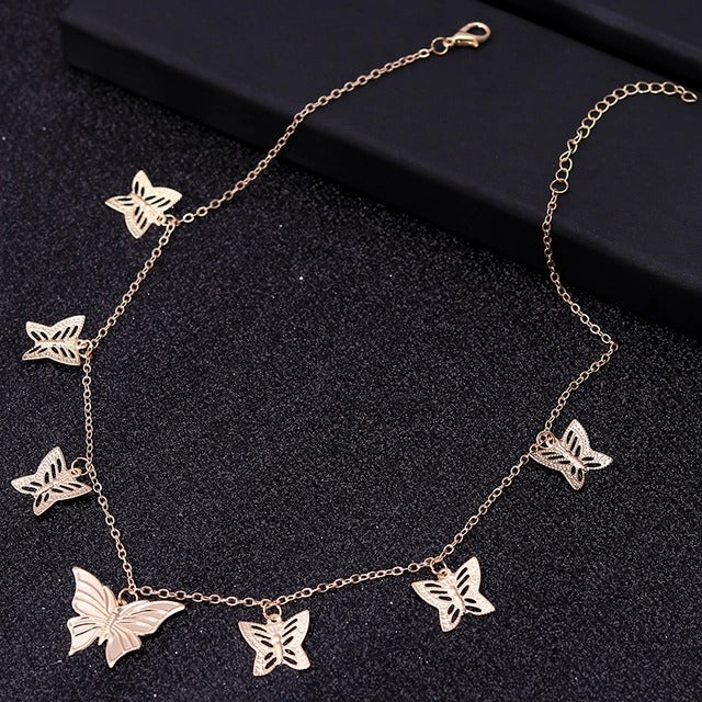 Gold Lily Butterfly Necklace