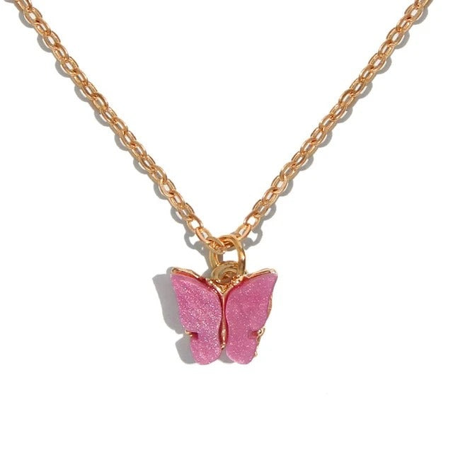 Celeste Pink Butterfly Necklace