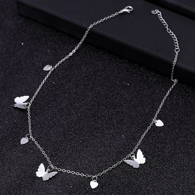 Heart Silver Butterfly Necklace