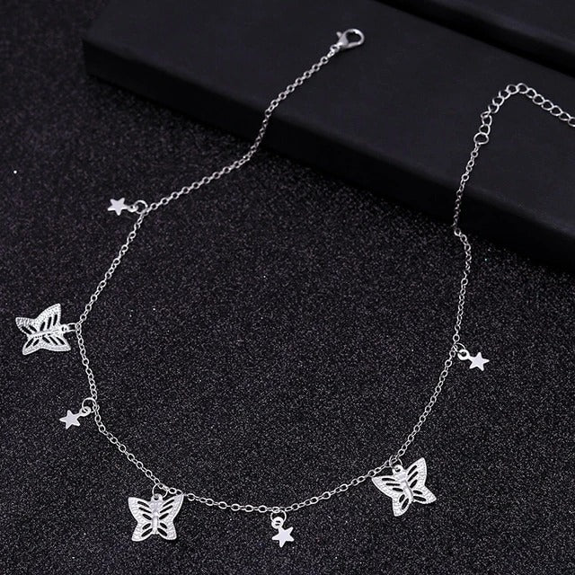 Stars Silver Butterfly Necklace
