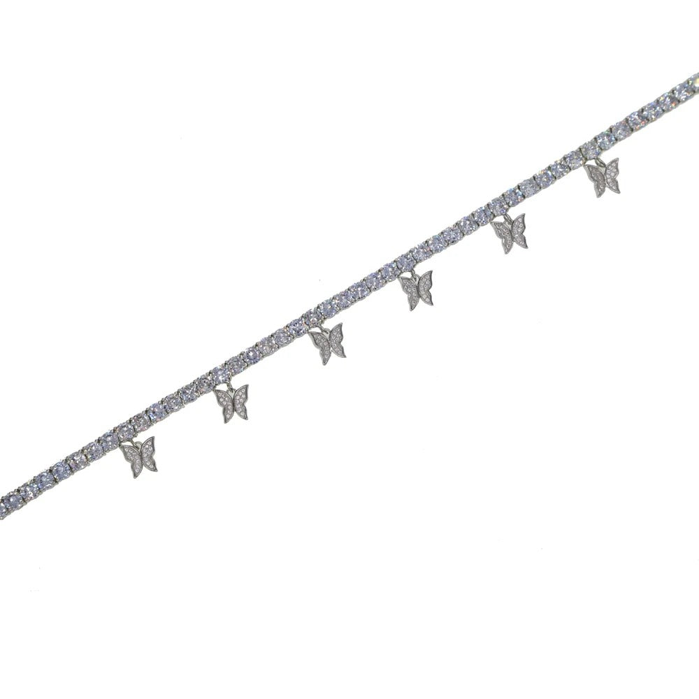 Diamonds Silver Butterfly Choker Necklace