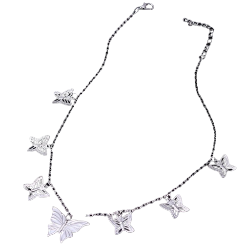 Silver Lily Butterfly Necklace