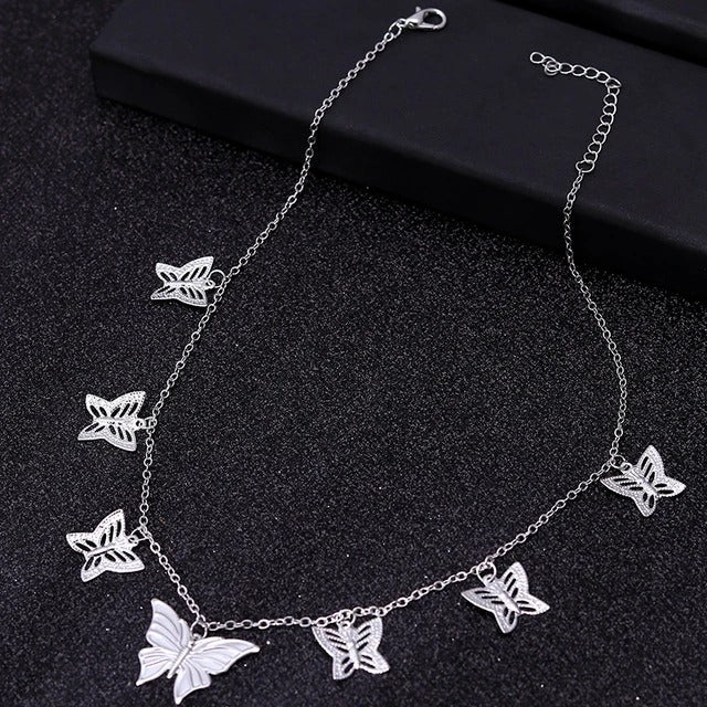 Silver Lily Butterfly Necklace