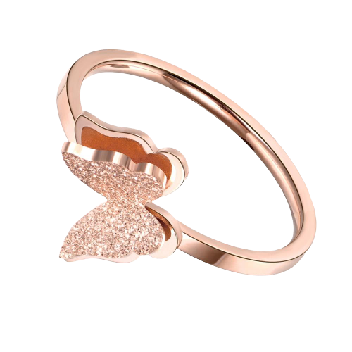 3D Rose Gold Butterfly Ring