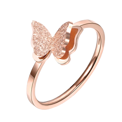 3D Rose Gold Butterfly Ring