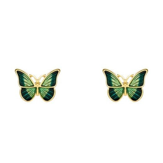 Green Leaf Butterfly Earrings