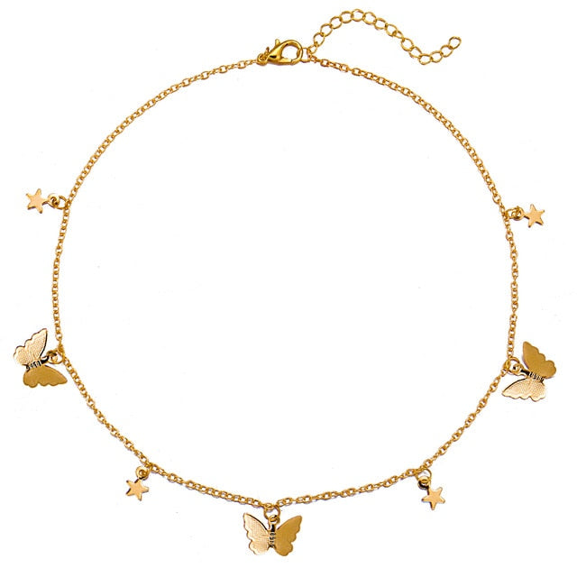Nia Stars Gold Butterfly Necklace