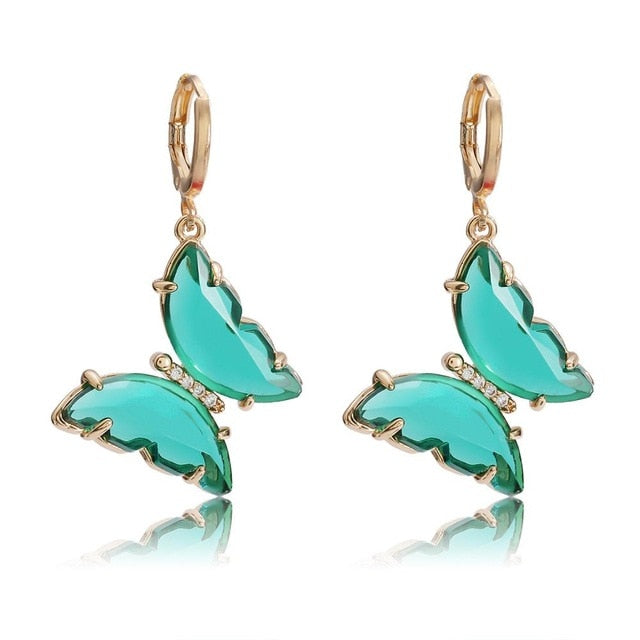 Tracy Green Hanging Gold Butterfly Earrings