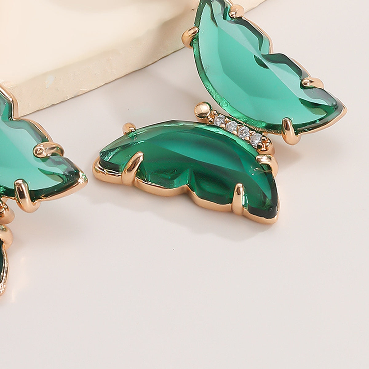 Tracy Green Hanging Gold Butterfly Earrings