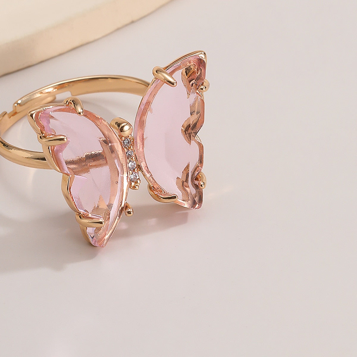 Tracy Pink Gold Butterfly Ring