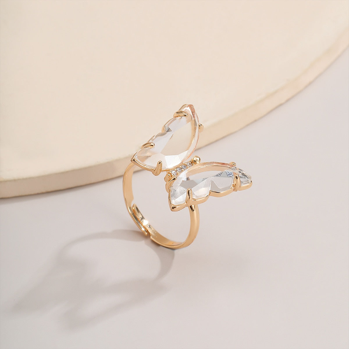 Tracy Transparent Gold Butterfly Ring