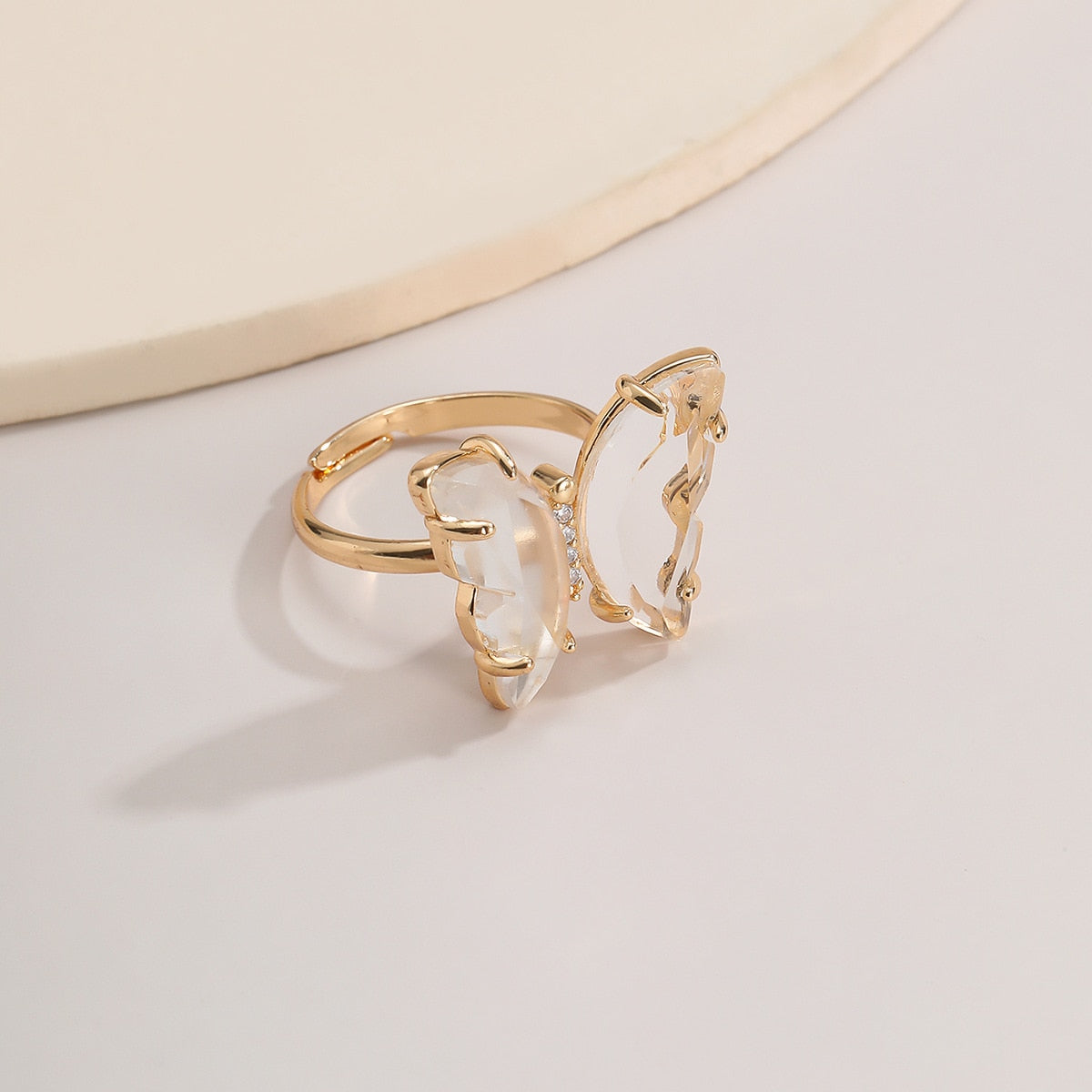 Tracy Transparent Gold Butterfly Ring