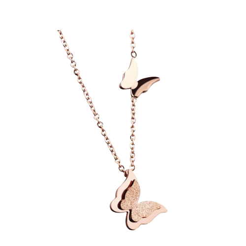 Loana Double Rose Gold Butterfly Necklace