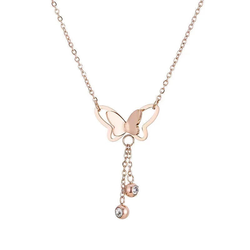 Alina Rose Gold Butterfly Necklace