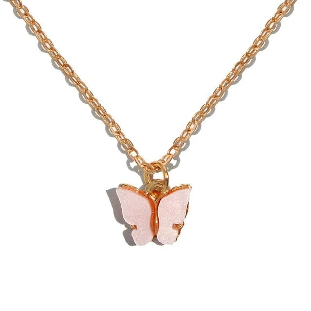 Celeste Baby Pink Butterfly Necklace