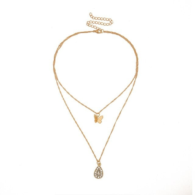 Fantasy Diamond Gold Butterfly Necklace