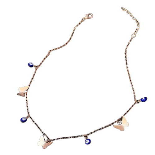 Blue Eye Gold Butterfly Necklace