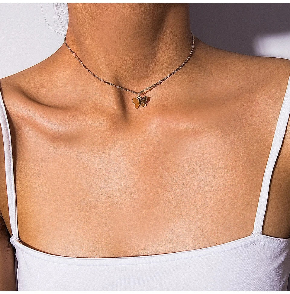 Glam Up Your Look w/ a Sparkly Silver Butterfly Choker Necklace – Jewelry  Bubble
