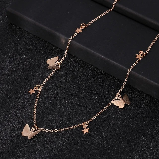 Gold Anais Butterfly Stars Necklace