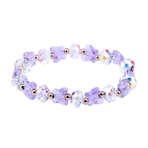 Purple Crystal Beaded Butterfly Bracelet