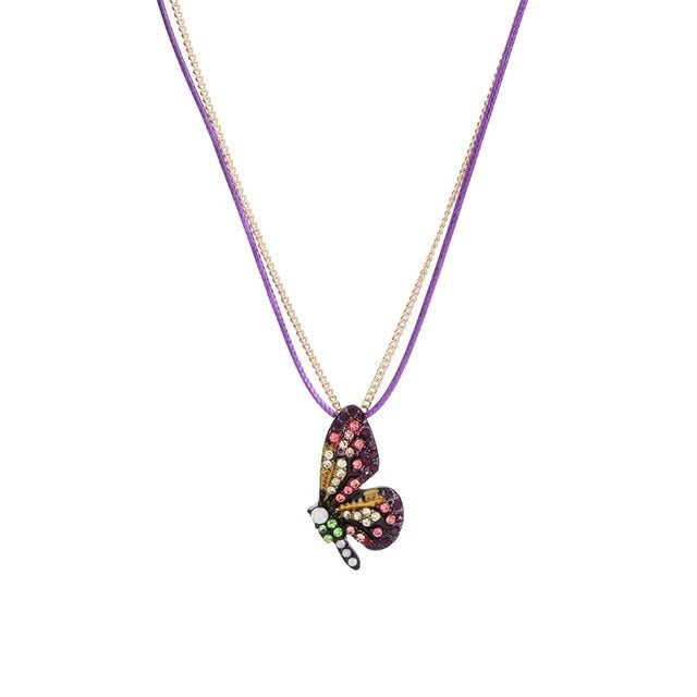 Purple Celia Crystal Butterfly Necklace
