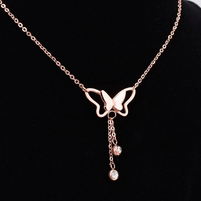 Alina Rose Gold Butterfly Necklace