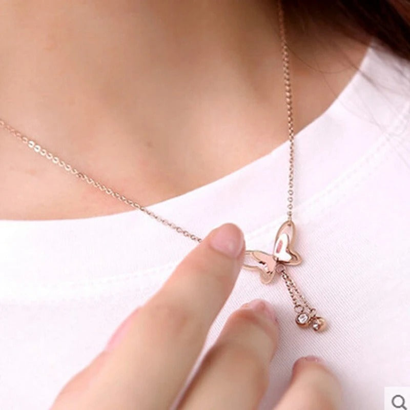 Alina Rose Gold Butterfly Necklace