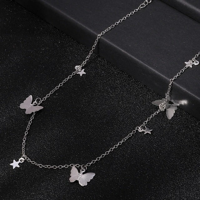 Silver Anais Butterfly Stars Necklace