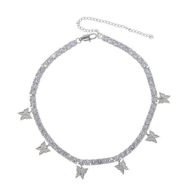 Diamond choker with butterflies Clearance