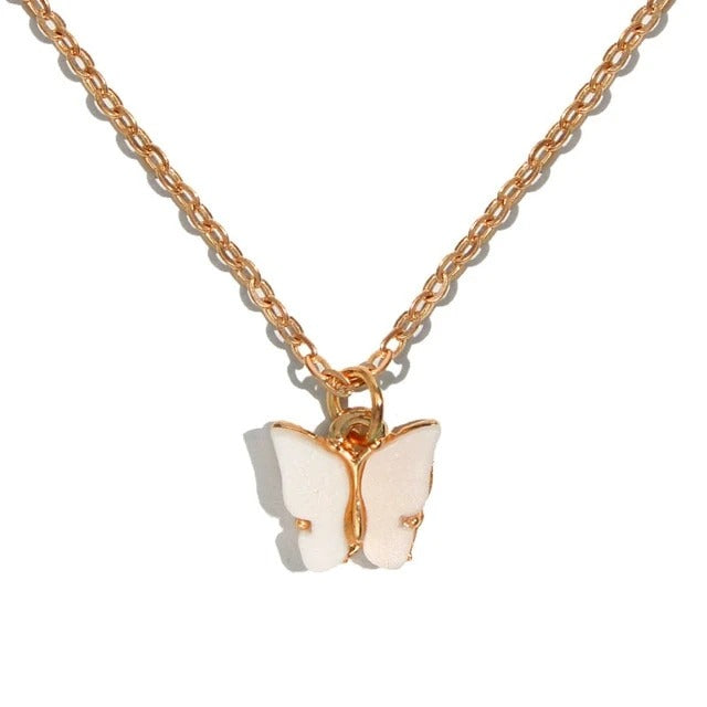 Celeste White Butterfly Necklace