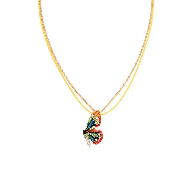 Yellow Celia Crystal Butterfly Necklace