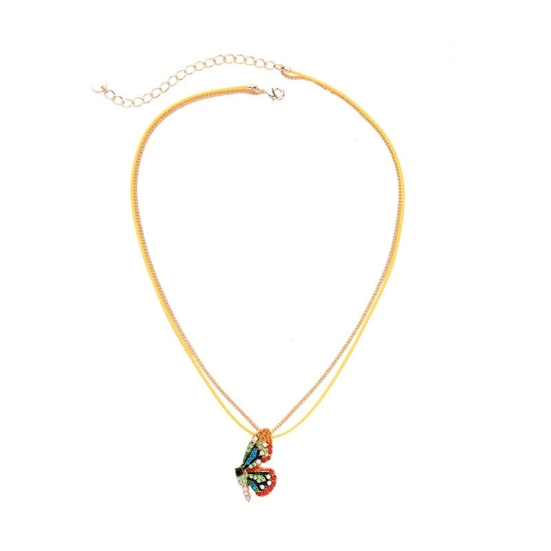 Yellow Celia Crystal Butterfly Necklace