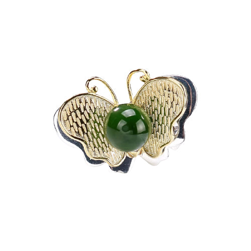 Green Jade Butterfly Ring
