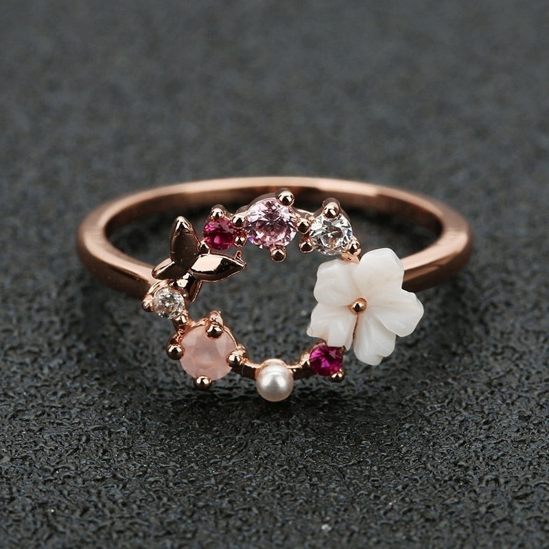 Butterfly Studded Rose Gold Plated 925 Sterling Silver Toe Ring – Zavya