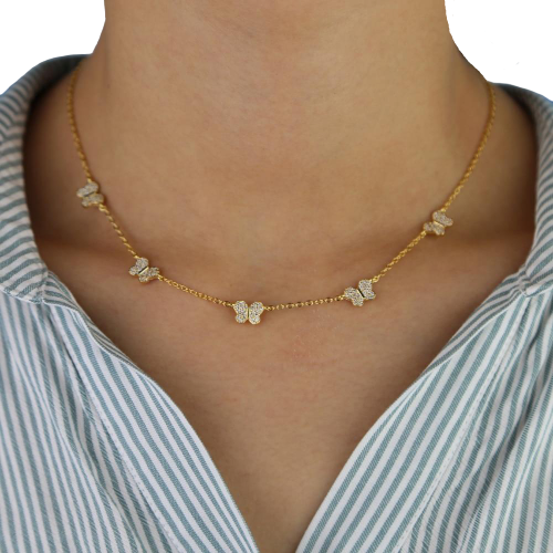 Gold butterfly choker online necklace