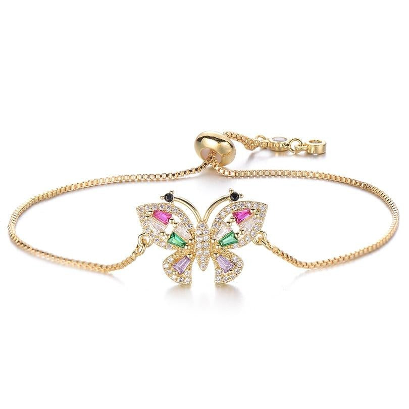 Alicia Dark Pink Gold Butterfly Bracelets | Butterflies & Co.