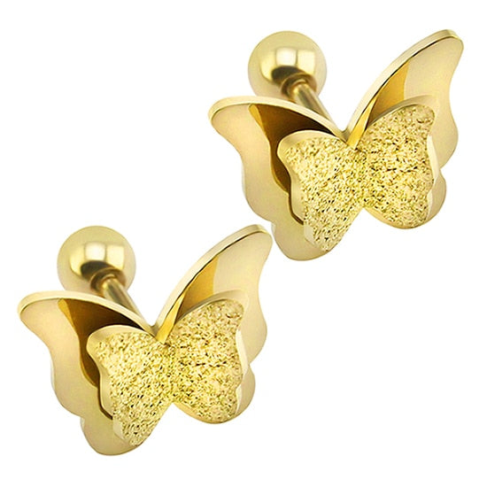 Shining Monarch Gold Butterfly Earrings