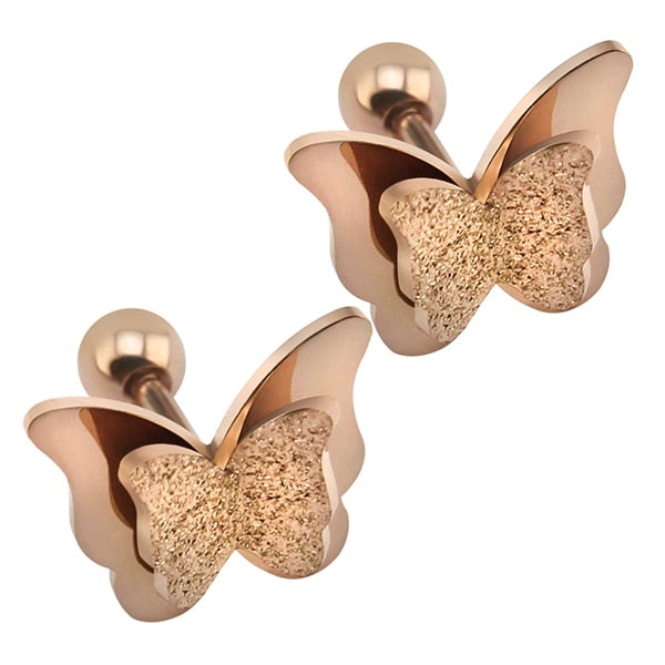 Shining Monarch Rose Gold Butterfly Earrings
