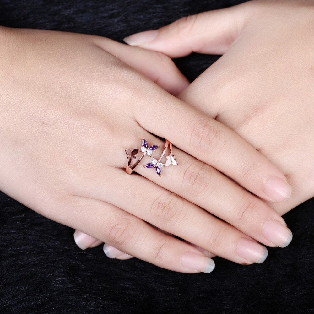 Esmee Rose Gold Butterfly Ring