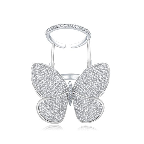 Amora Diamond Silver Butterfly Ring