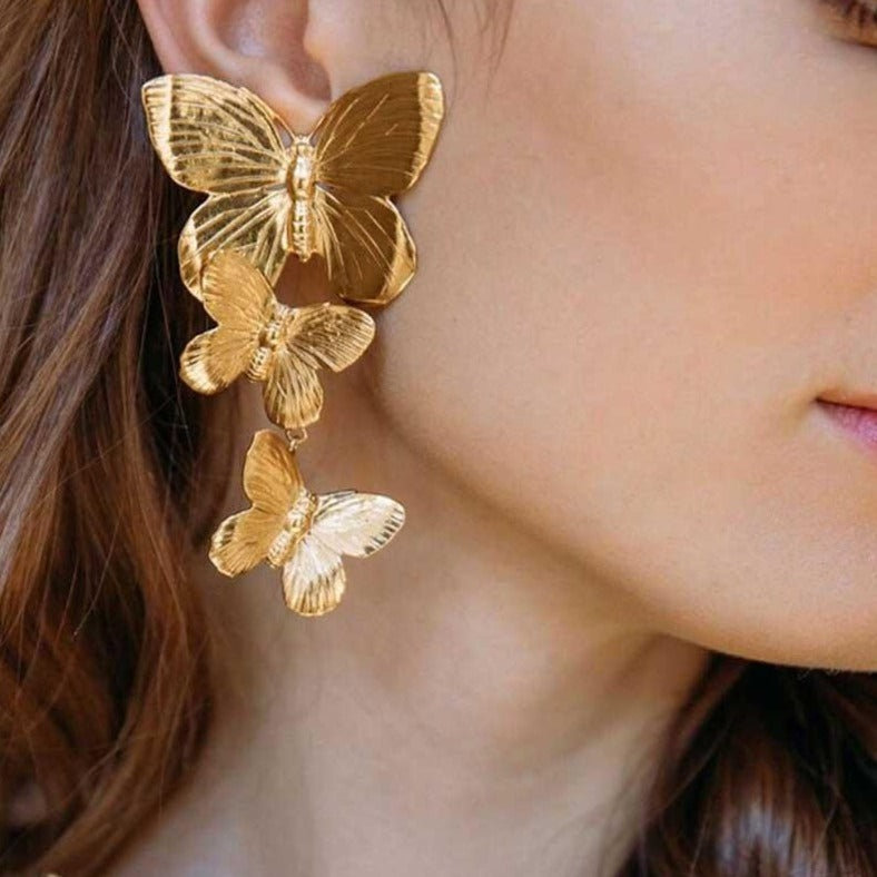 Aurelina Gold Butterfly Earrings