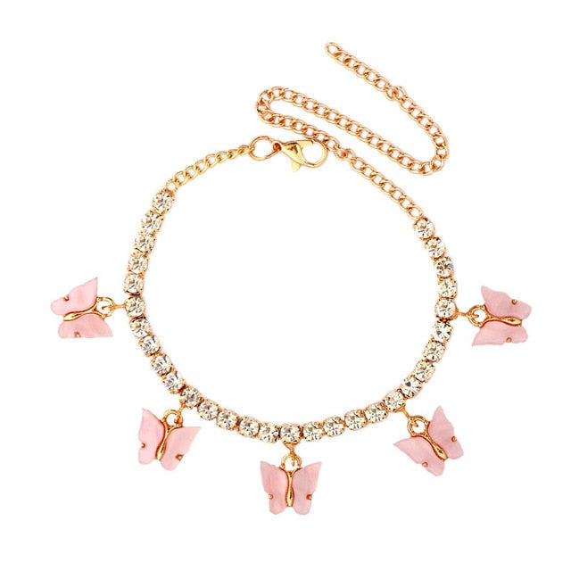 Alicia Light Pink Gold Butterfly Bracelets
