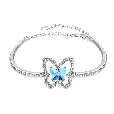 Krissabella Blue Silver Butterfly Bracelet