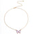 Tracy Purple Hanging Gold Butterfly Necklace