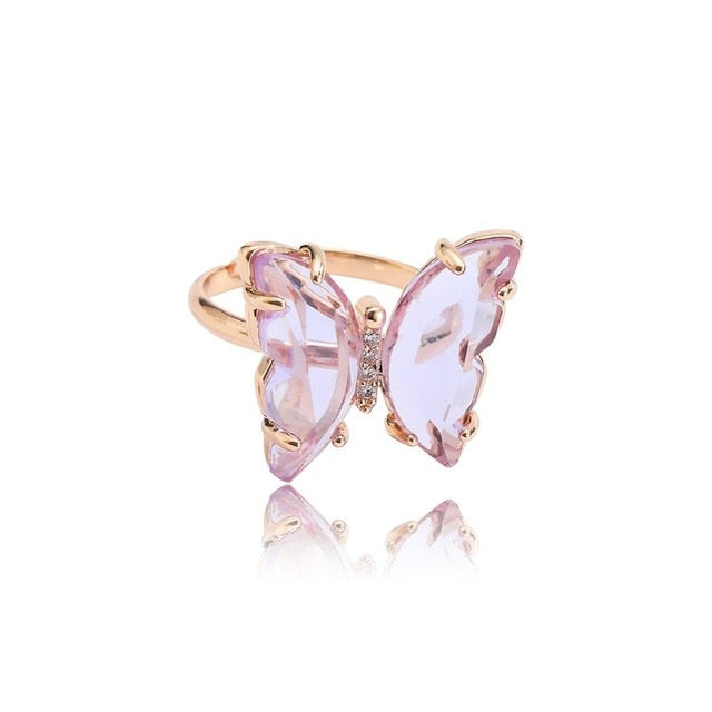 Tracy Purple Gold Butterfly Ring