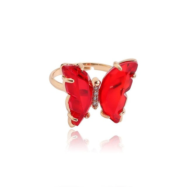 Tracy Red Gold Butterfly Ring