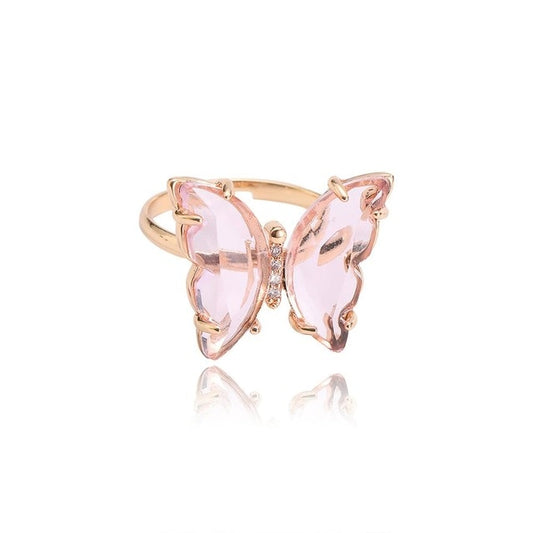 Tracy Pink Gold Butterfly Ring