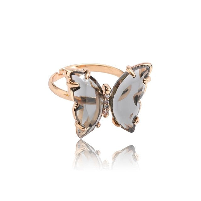 Tracy Black Gold Butterfly Ring